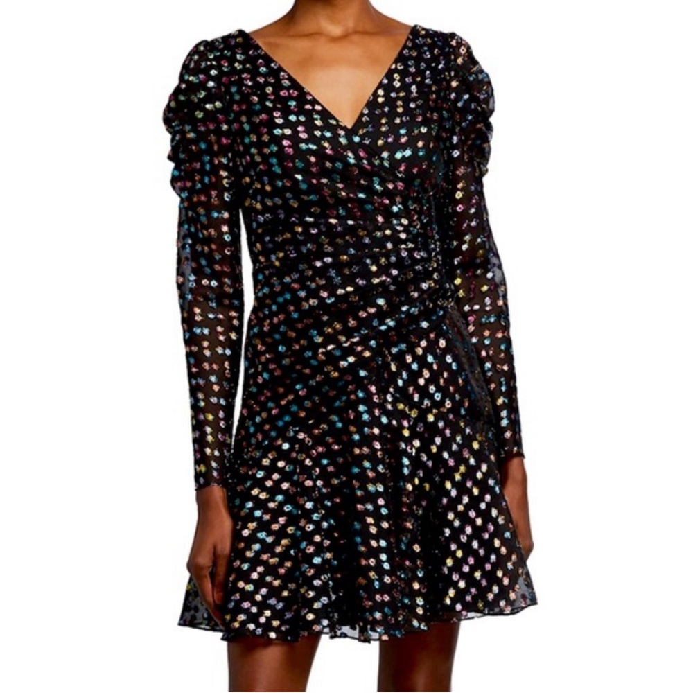 Marchesa Notte Black Dress Women's Multicolor Polka Dot Size 4